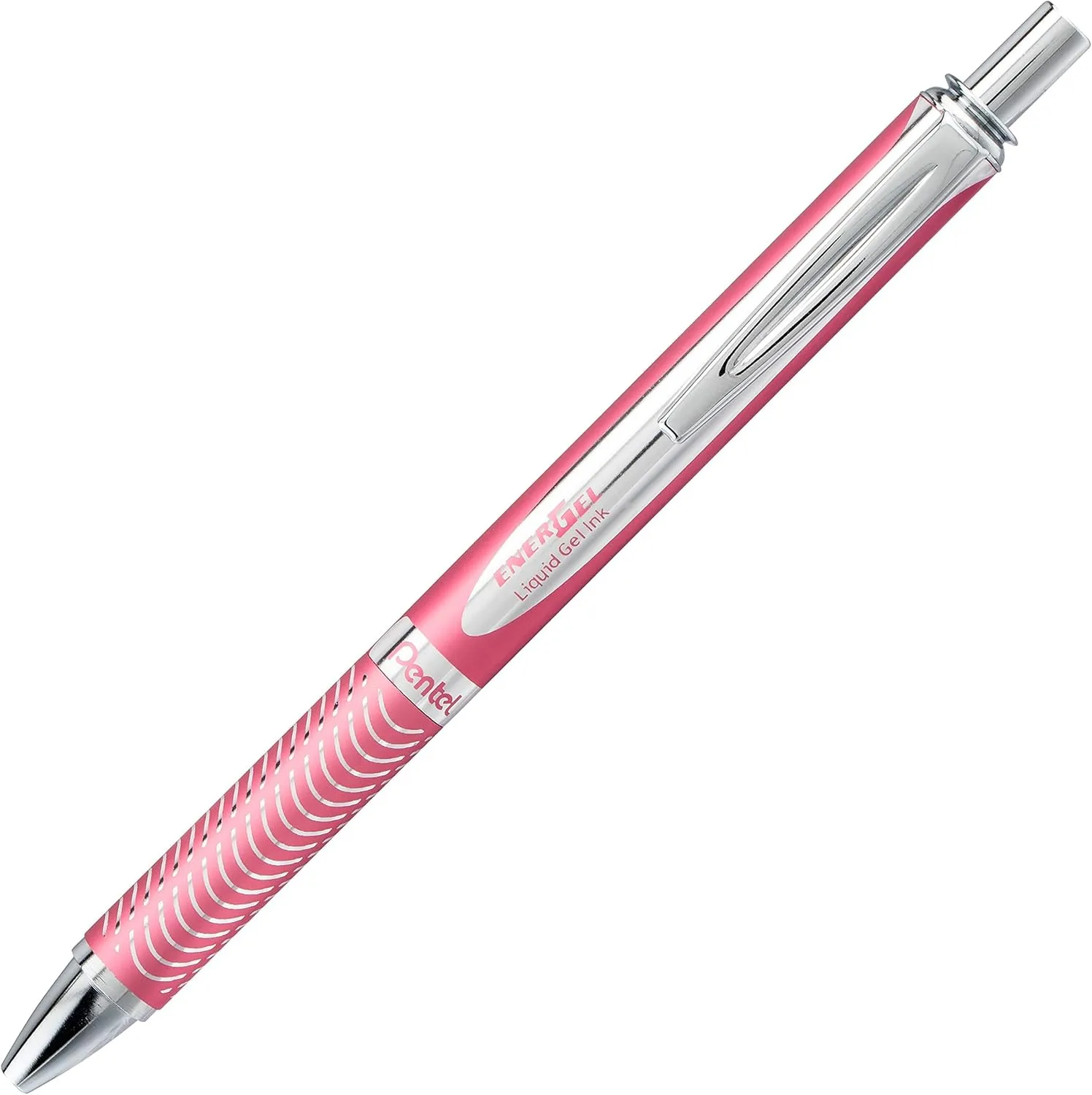 Pentel EnerGel Alloy Retractable Gel Pen, 0.7 mm, Black Ink, Pink Barrel