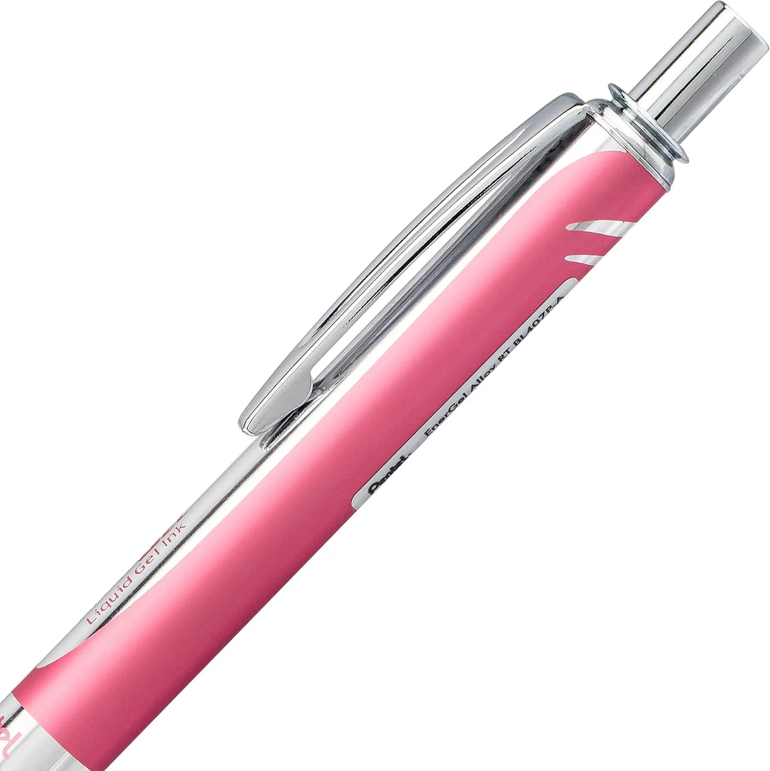 Pentel EnerGel Alloy Retractable Gel Pen, 0.7 mm, Black Ink, Pink Barrel