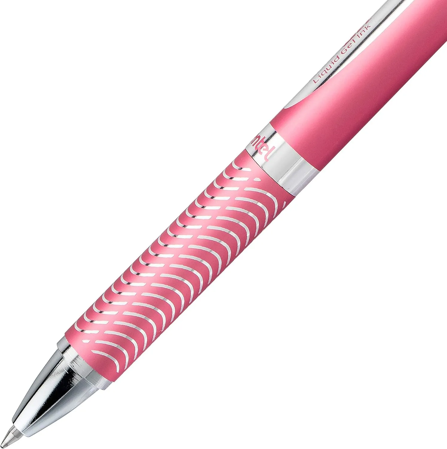 Pentel EnerGel Alloy Retractable Gel Pen, 0.7 mm, Black Ink, Pink Barrel
