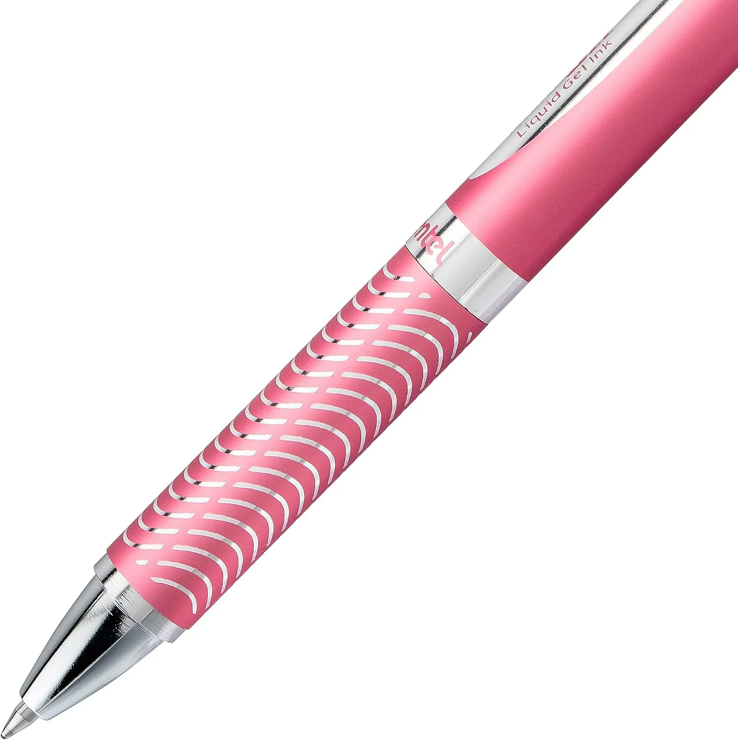 Pentel EnerGel Alloy Retractable Gel Pen, 0.7 mm, Black Ink, Pink Barrel