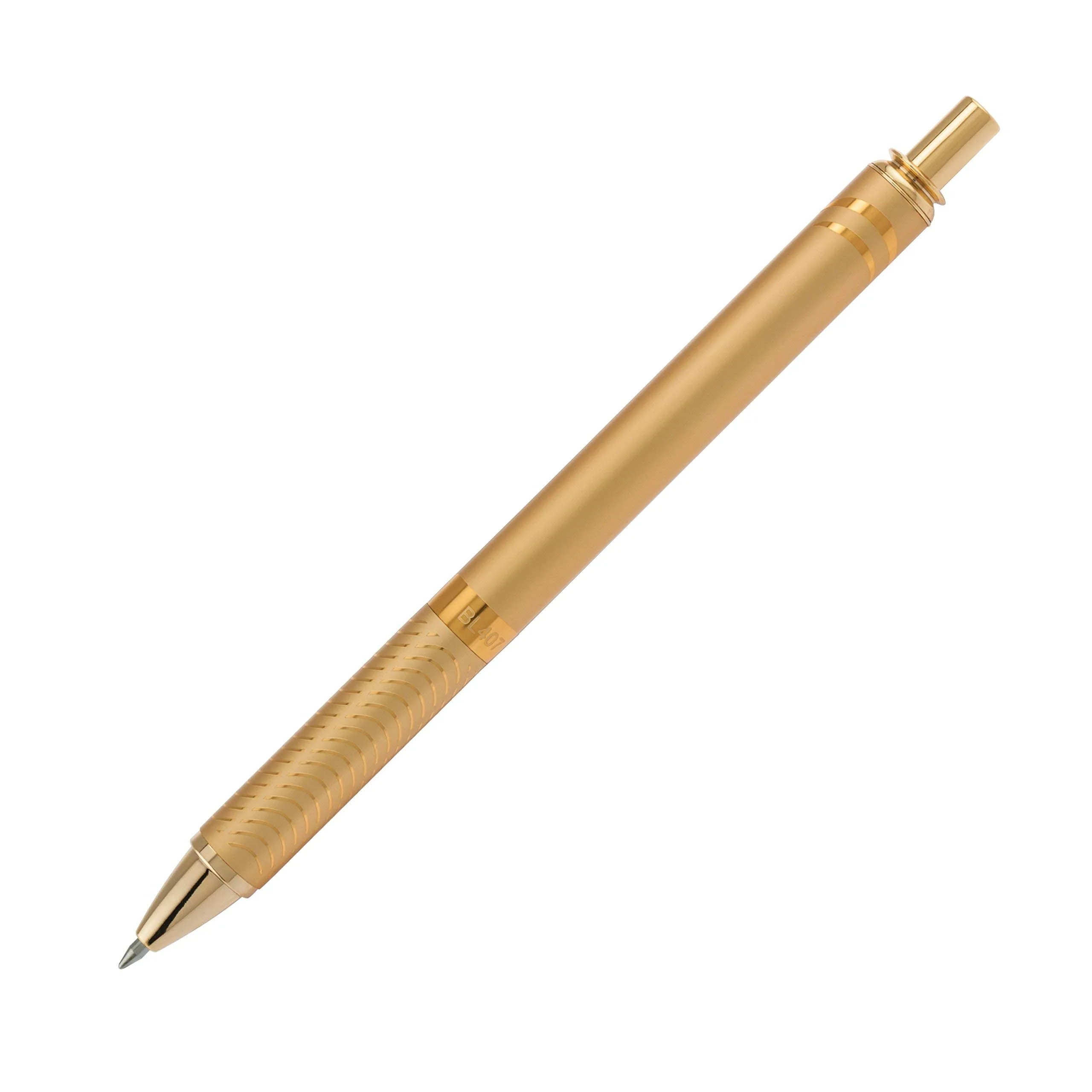 PENTEL EnerGel Alloy Retractable Gel Pen, 0.7mm - Gold Barrel, Black Ink (BL407XABX)
