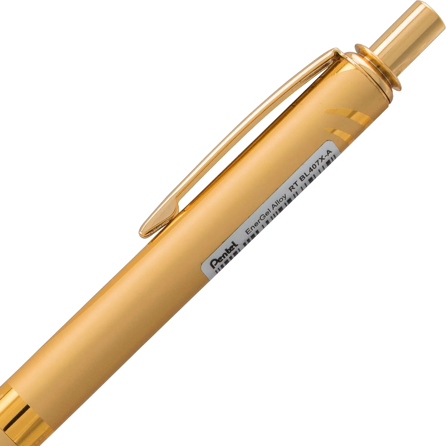 PENTEL EnerGel Alloy Retractable Gel Pen, 0.7mm - Gold Barrel, Black Ink (BL407XABX)