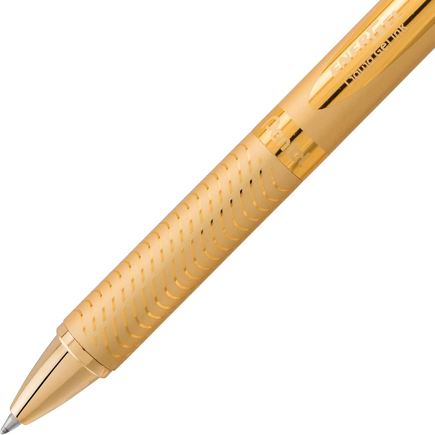 PENTEL EnerGel Alloy Retractable Gel Pen, 0.7mm - Gold Barrel, Black Ink (BL407XABX)