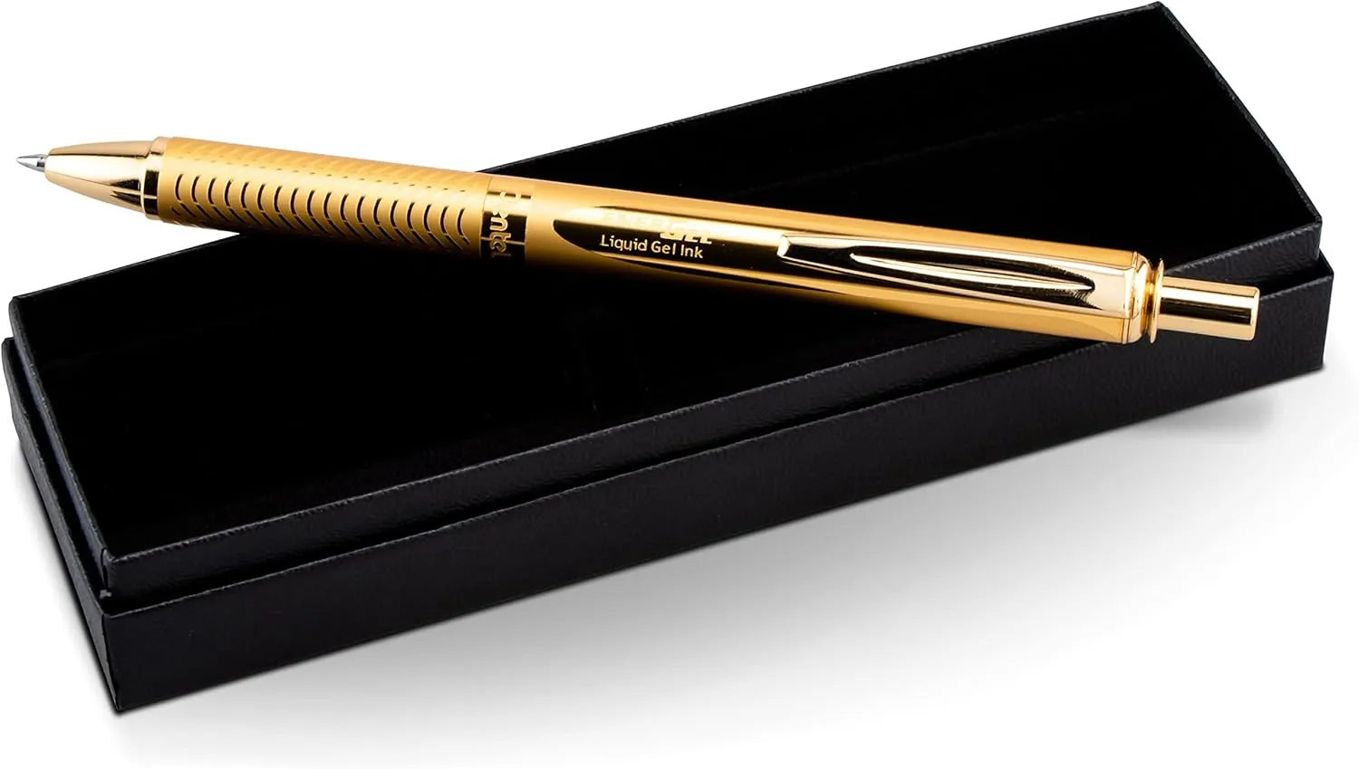 PENTEL EnerGel Alloy Retractable Gel Pen, 0.7mm - Gold Barrel, Black Ink (BL407XABX)