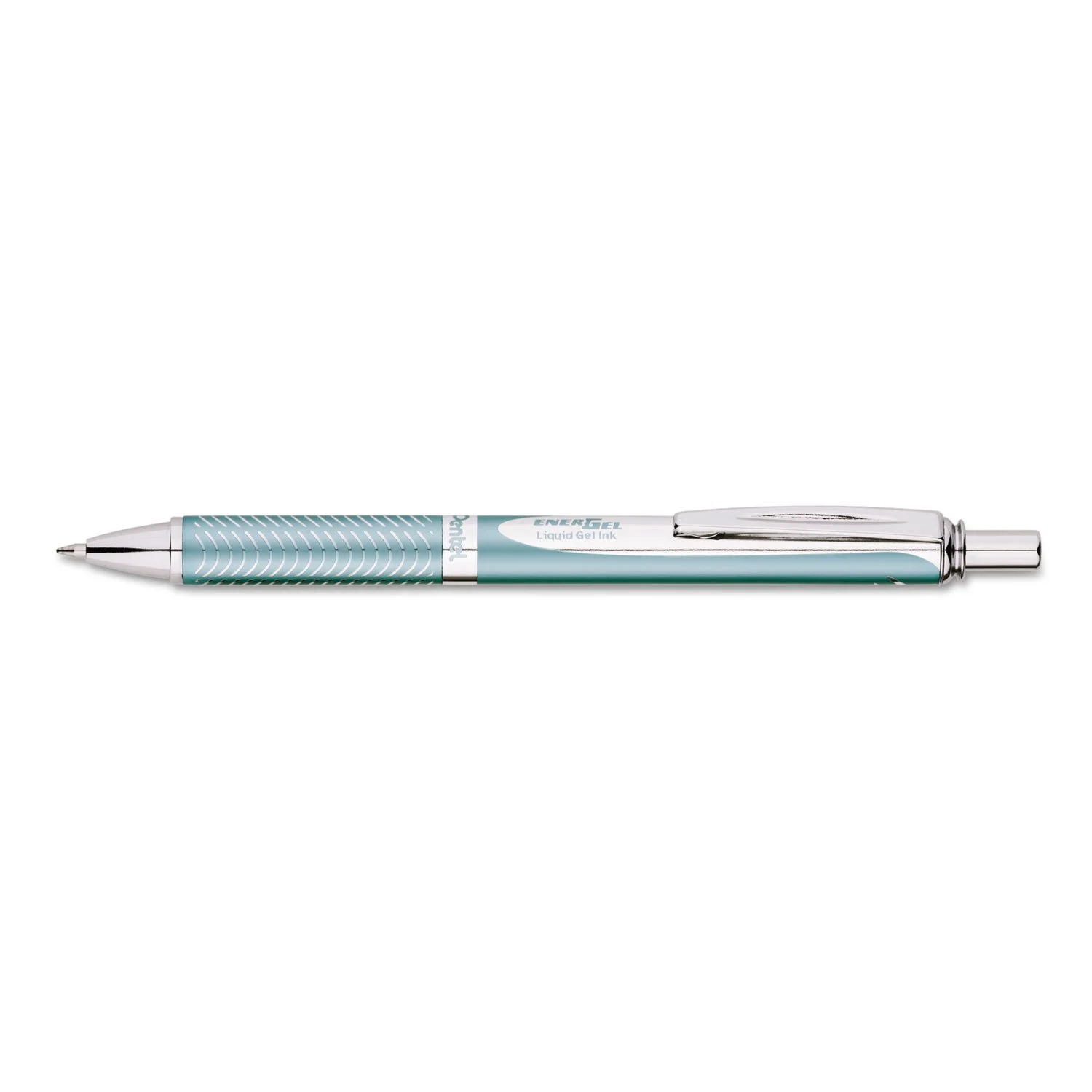 Pentel EnerGel Alloy Retractable Gel Pen, Medium Point 0.7 mm, Black Ink, Aquamarine Barrel - 1 Count