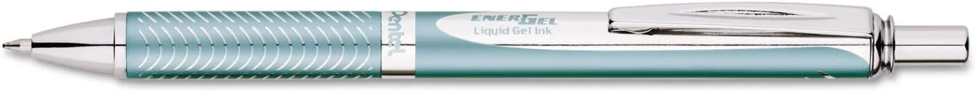 Pentel EnerGel Alloy Retractable Gel Pen, Medium Point 0.7 mm, Black Ink, Aquamarine Barrel - 1 Count