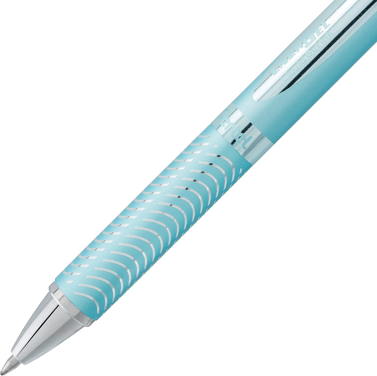 Pentel EnerGel Alloy RT Retractable Gel Pen, 0.7 mm, Black Ink, Turquoise Barrel