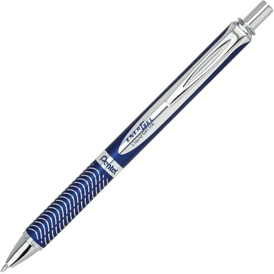 PENTEL EnerGel Alloy RT Retractable Liquid Gel Pen.7mm, Blue Barrel, Black Ink (BL407CA) 1 Count (Pack of 1)