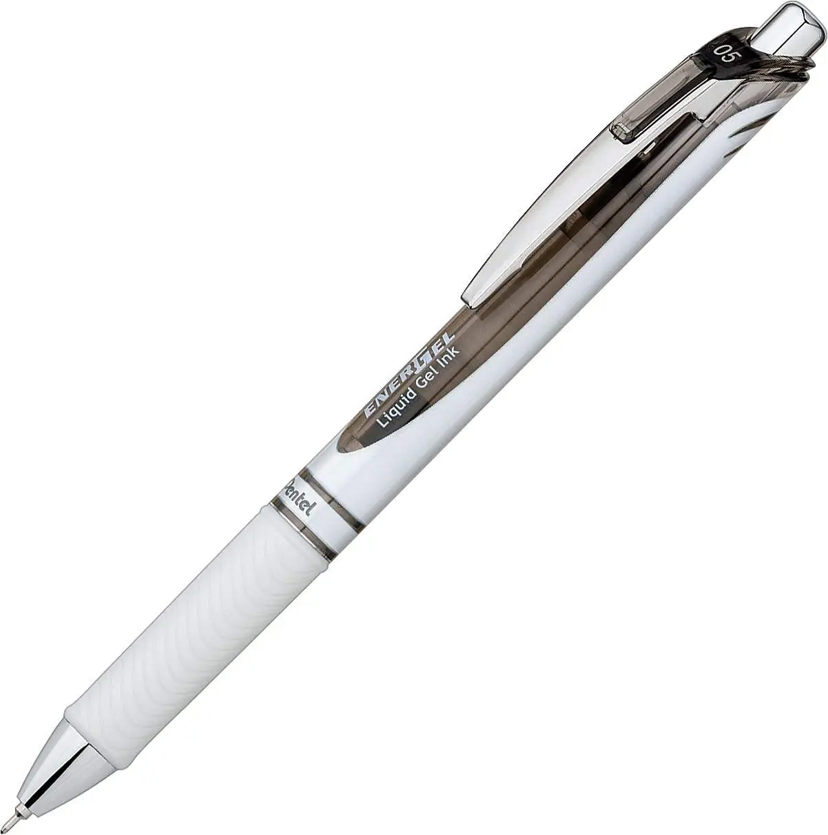 Pentel EnerGel Pearl Retractable Liquid Gel Pen, 0.5 mm Fine, Pearl White Barrel, Black Ink