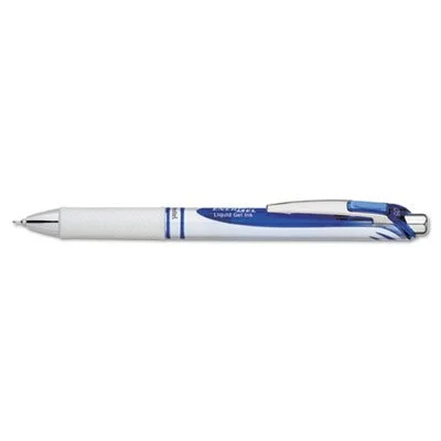 Pentel EnerGel Pearl Liquid Gel Pen, Fine Point, 0.5 mm, Pearl White Stainless Steel Barrel, Blue Ink