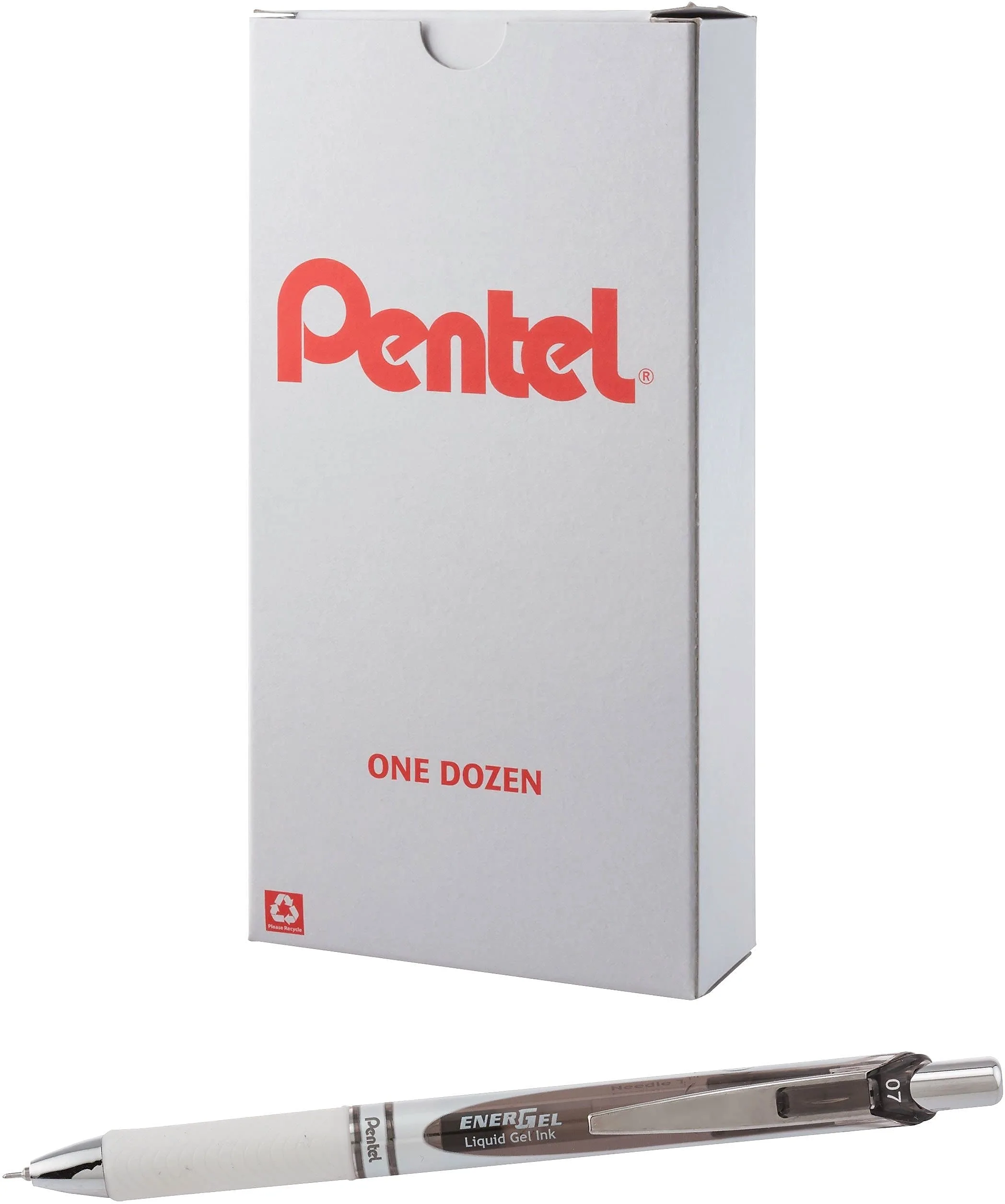 Pentel® EnerGel Pearl Pens, 0.7mm, Needle Point, Black Ink, Pack Of 12