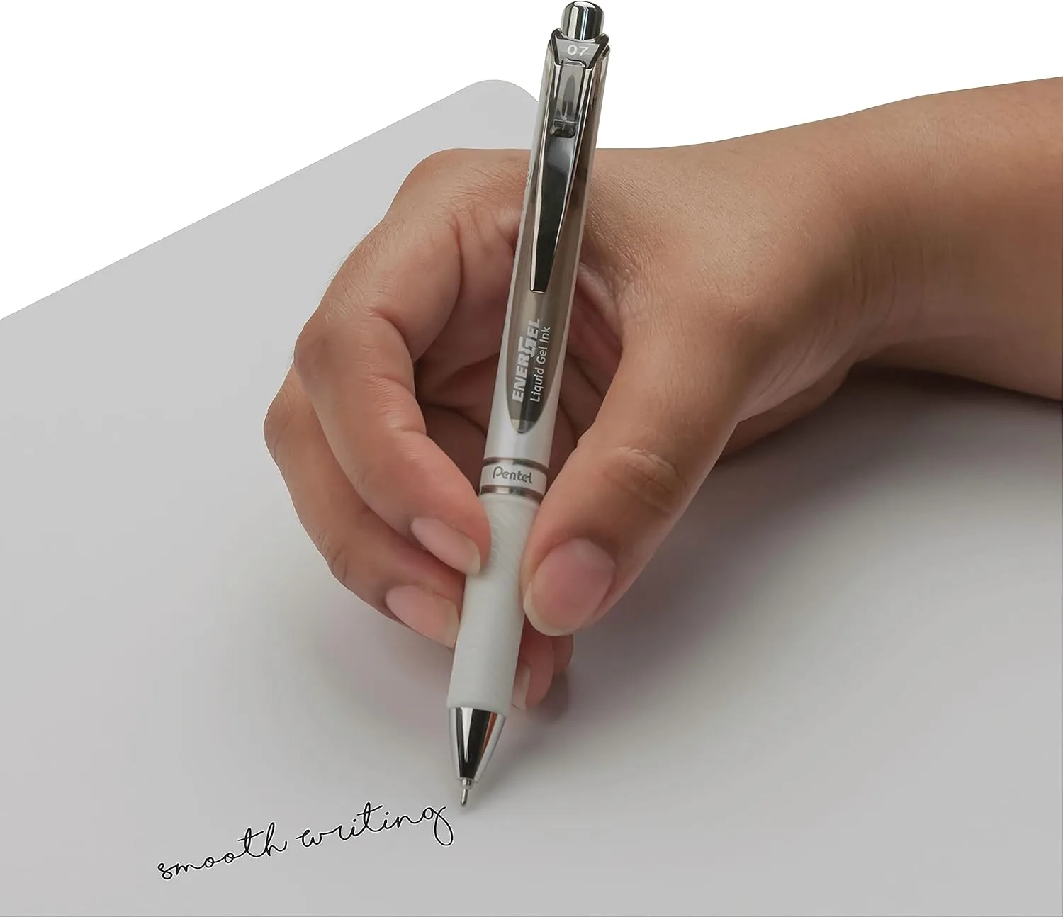 Pentel® EnerGel Pearl Pens, 0.7mm, Needle Point, Black Ink, Pack Of 12