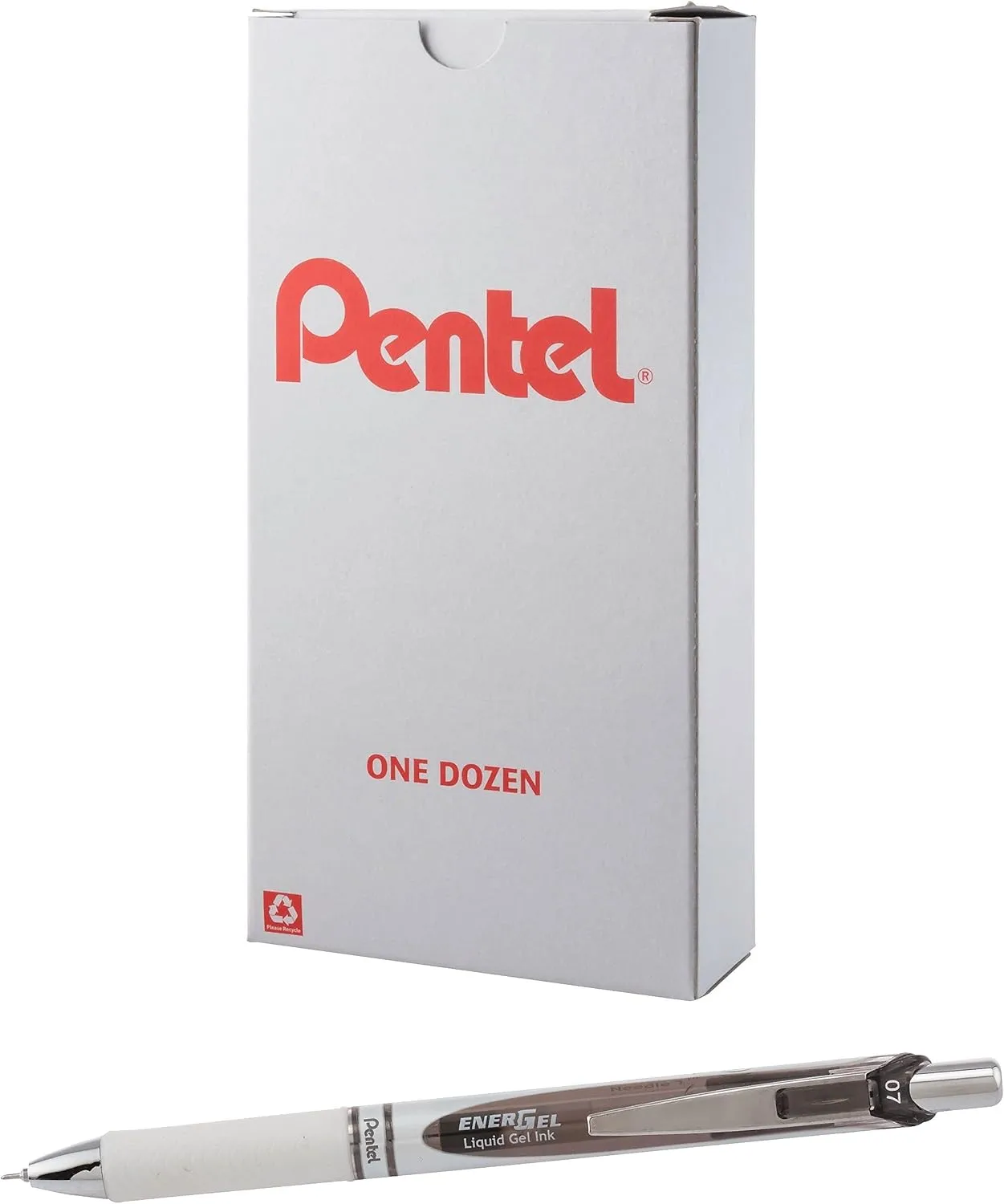 Pentel® EnerGel Pearl Pens, 0.7mm, Needle Point, Black Ink, Pack Of 12