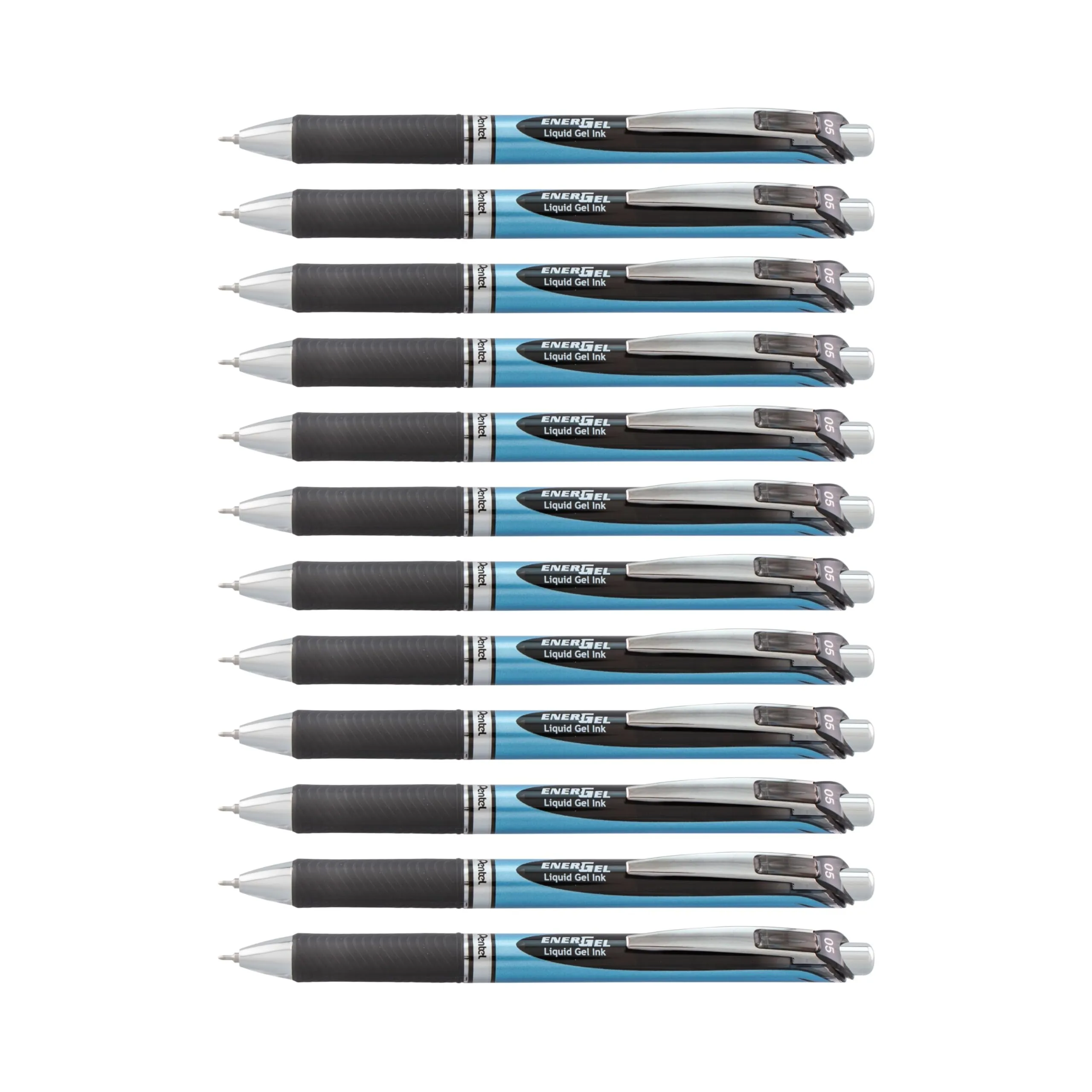 Pentel BLN75ABX EnerGel RTX Gel Pens, 0.5mm, Black Ink, Blue Barrel, 12 Count