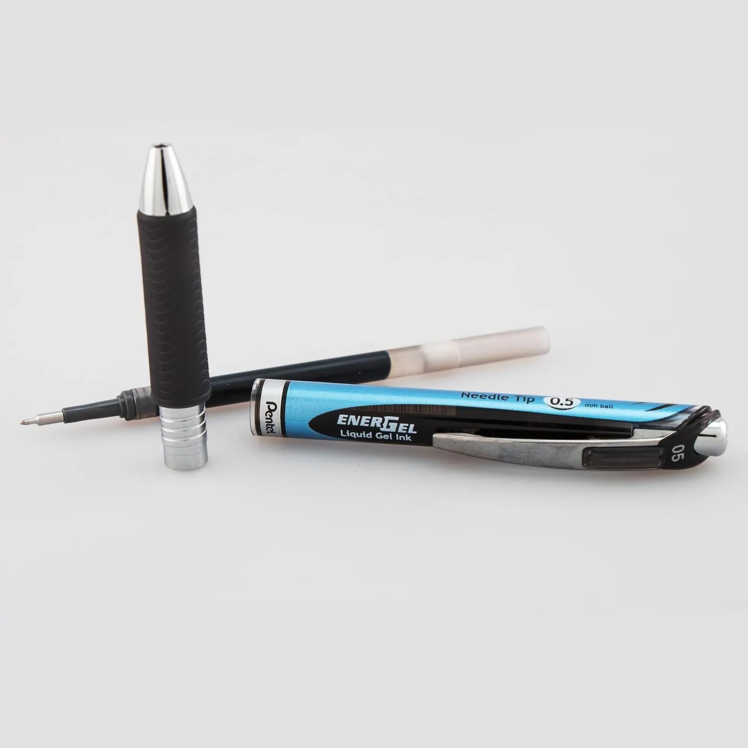 Pentel BLN75ABX EnerGel RTX Gel Pens, 0.5mm, Black Ink, Blue Barrel, 12 Count