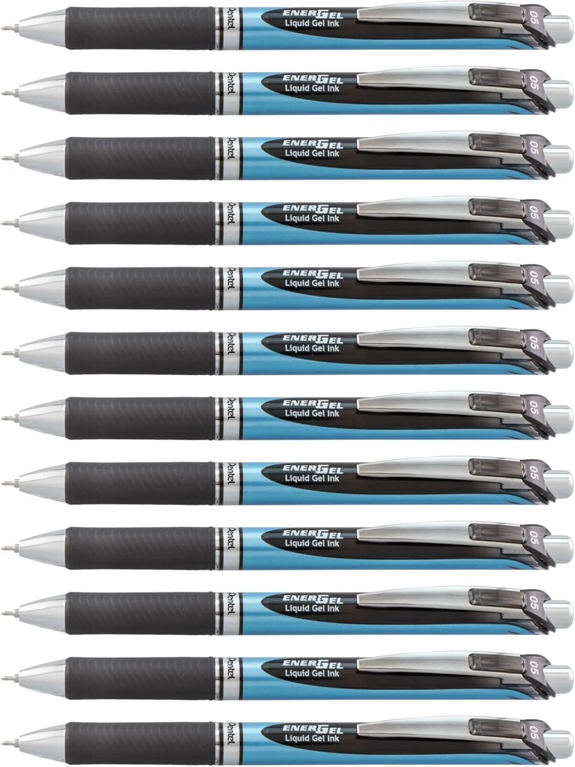 Pentel BLN75ABX EnerGel RTX Gel Pens, 0.5mm, Black Ink, Blue Barrel, 12 Count
