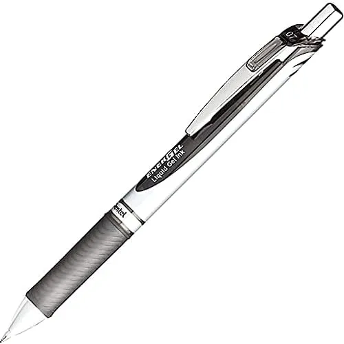 Pentel EnerGel RTX Retractable Liquid Gel Pens, 0.7 mm Medium, Silver Barrel, Assorted Ink, Pack of 6