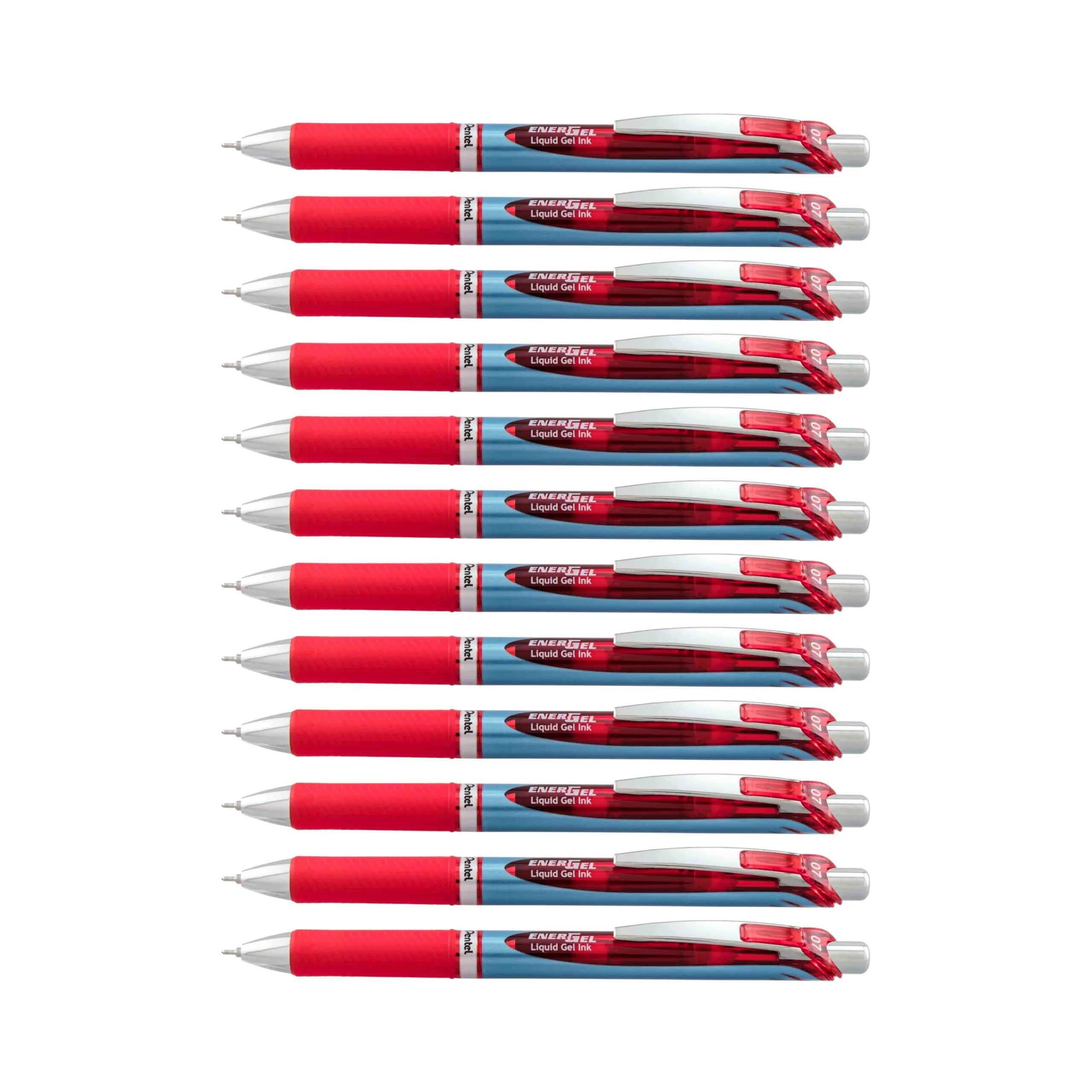 Pentel EnerGel RTX Retractable Gel Pens, 0.7mm Medium, Red Ink, Pack of 12