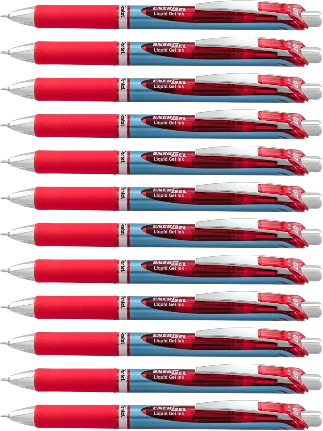 Pentel EnerGel RTX Retractable Gel Pens, 0.7mm Medium, Red Ink, Pack of 12