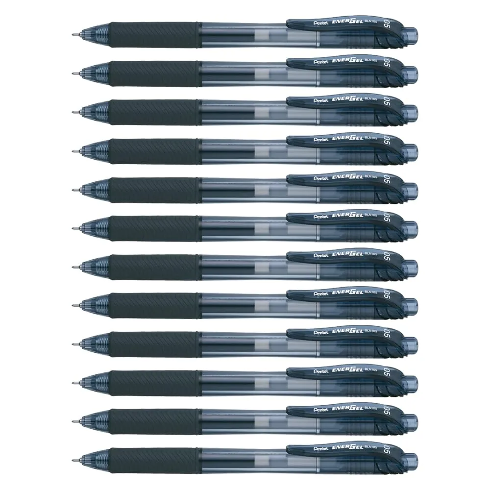 Pentel BLN105A EnerGel-X Retractable Roller Gel Pen, .5mm, Black Barrel/Ink, Dozen 12 Count (Pack of 1)