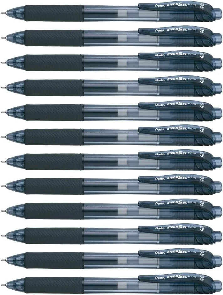 Pentel BLN105A EnerGel-X Retractable Roller Gel Pen, .5mm, Black Barrel/Ink, Dozen 12 Count (Pack of 1)