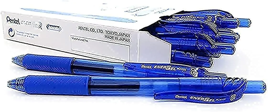 Pentel BLN105C EnerGel-X Retractable Roller Gel Pen, .5mm, Blue, Dozen