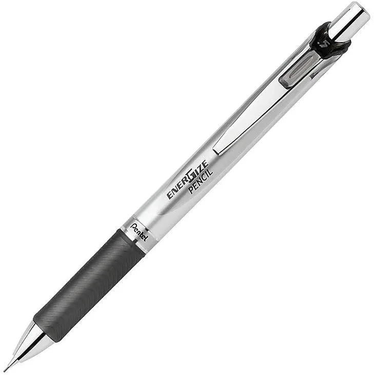Pentel EnerGize Mechanical Pencil (0.5mm, #2), Black/Silver, 12-Pack