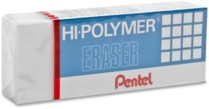 Pentel Hi-Polymer Eraser, White Block, Non-abrasive