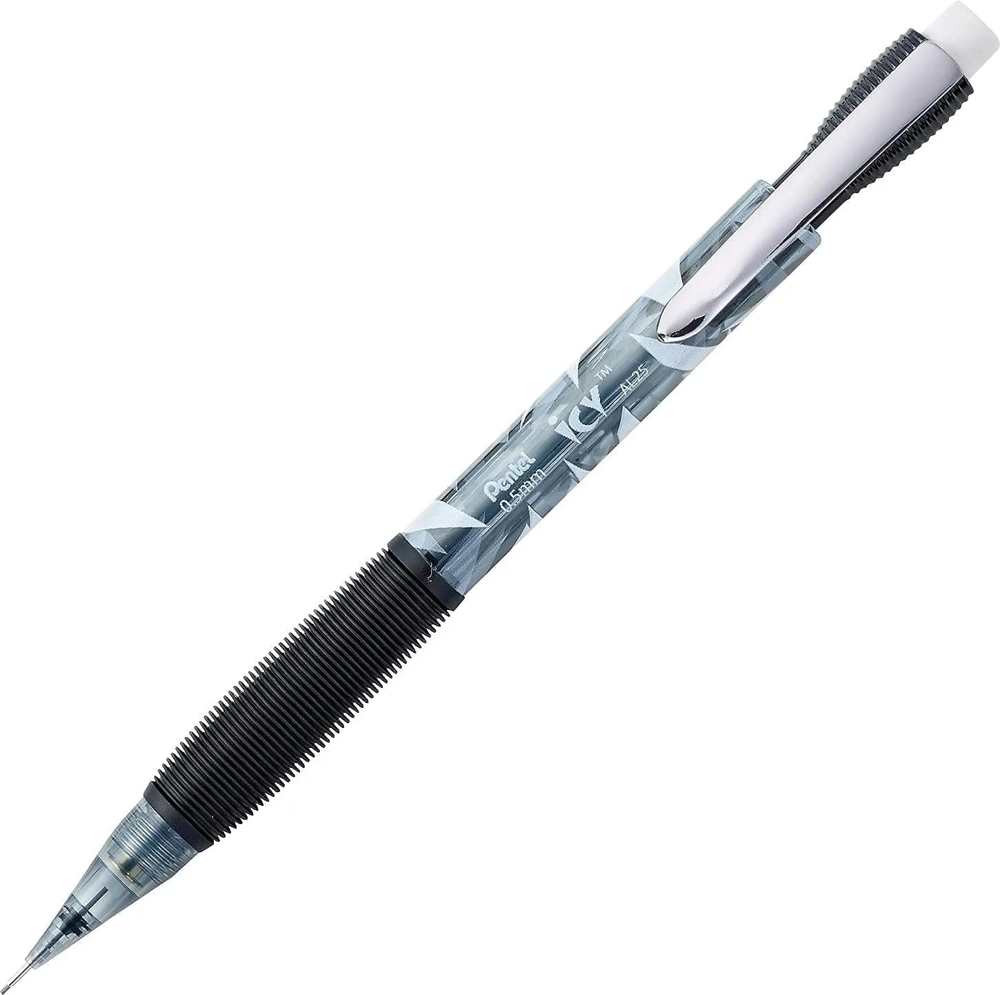Pentel Icy Mechanical Pencils, #2 Lead, Fine Point, 0.5 mm, Black Barrel, Pack Of 12