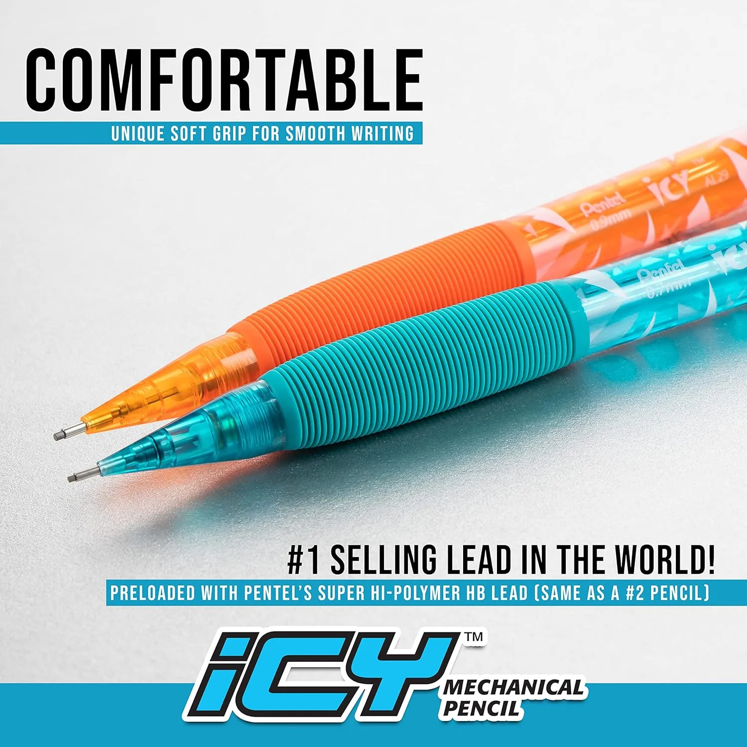 Pentel Icy Mechanical Pencils 0.7mm Pack of 12, Assorted Colors