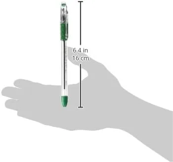 Pentel R.S.V.P. Ballpoint Pens, 1.0 mm Medium Point, Clear Barrel, Green Ink, Pack of 12