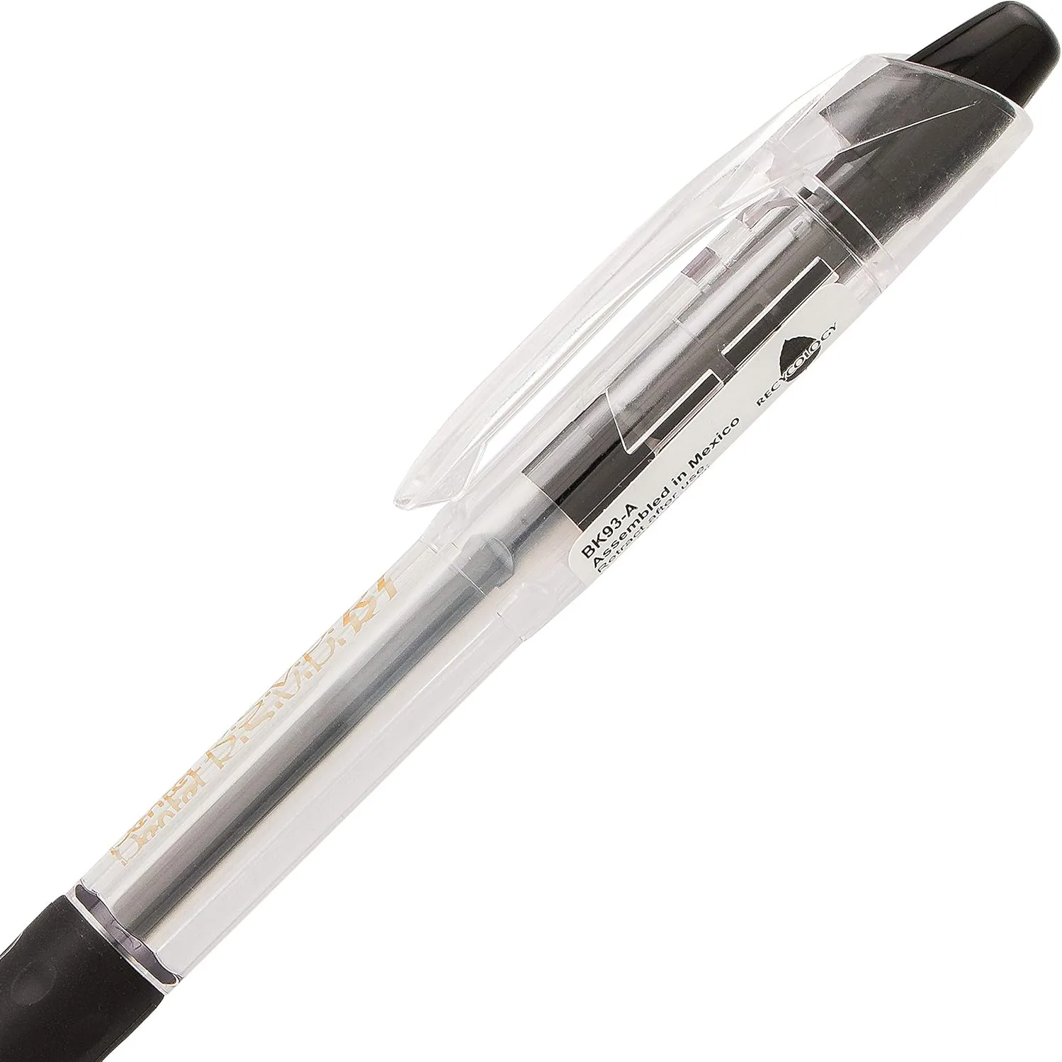 Pentel® R.S.V.P.® RT Retractable Ballpoint Pens, Medium Point, 1.0 mm, 61% Recycled, Transparent Black Barrel, Black Ink, Pack Of 12 Pens Black 12 Pack