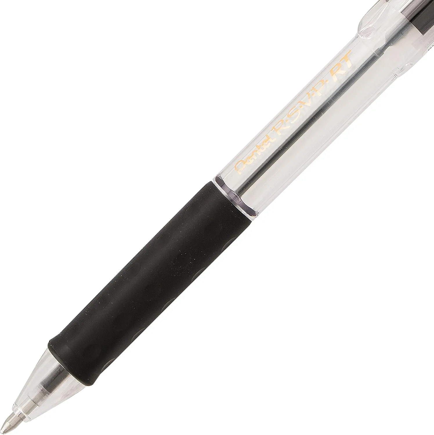 Pentel® R.S.V.P.® RT Retractable Ballpoint Pens, Medium Point, 1.0 mm, 61% Recycled, Transparent Black Barrel, Black Ink, Pack Of 12 Pens Black 12 Pack