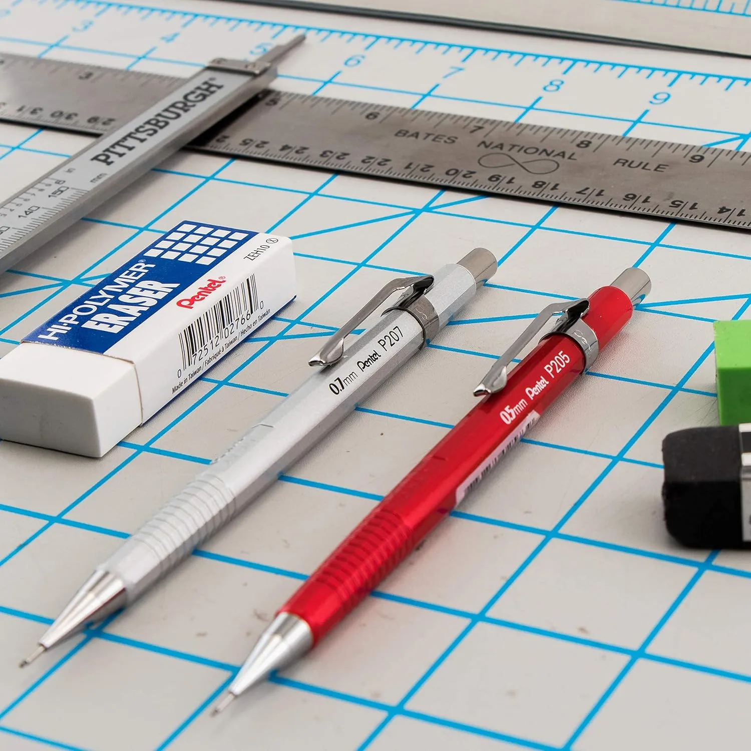 Pentel Sharp Premium Mechanical Pencils, 0.5 mm HB, Assorted Metallic Barrels, 3-Pack