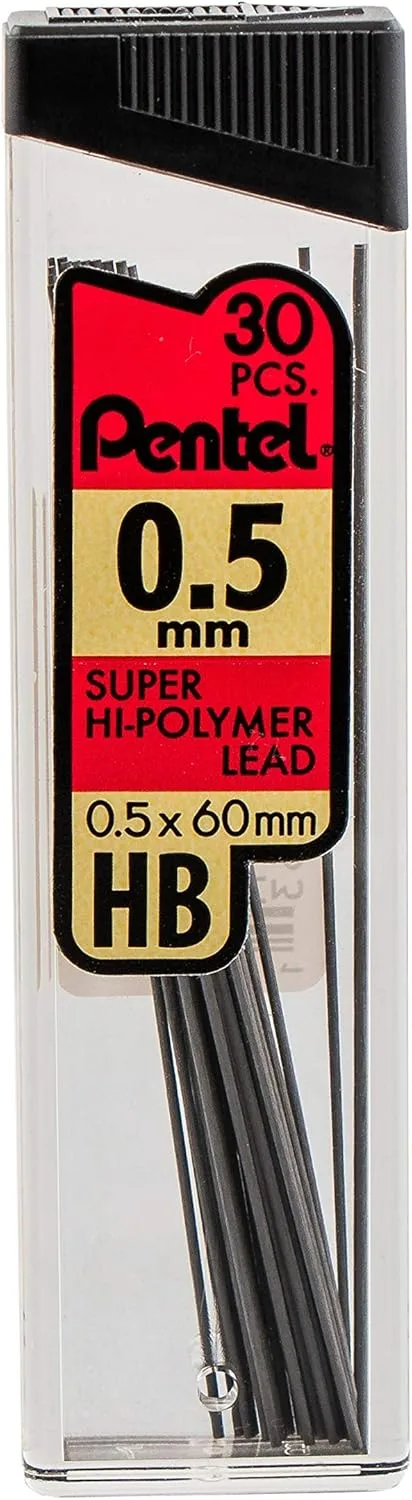 Pentel Super Hi-Polymer Lead Refills Value Pack, 3 Packs of 0.5 mm, 3 Packs of 0.7 mm Point, 30 Leads per Pack - 180 Total Quantity