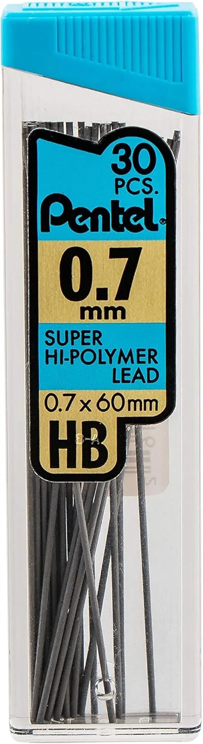 Pentel Super Hi-Polymer Lead Refills Value Pack, 3 Packs of 0.5 mm, 3 Packs of 0.7 mm Point, 30 Leads per Pack - 180 Total Quantity