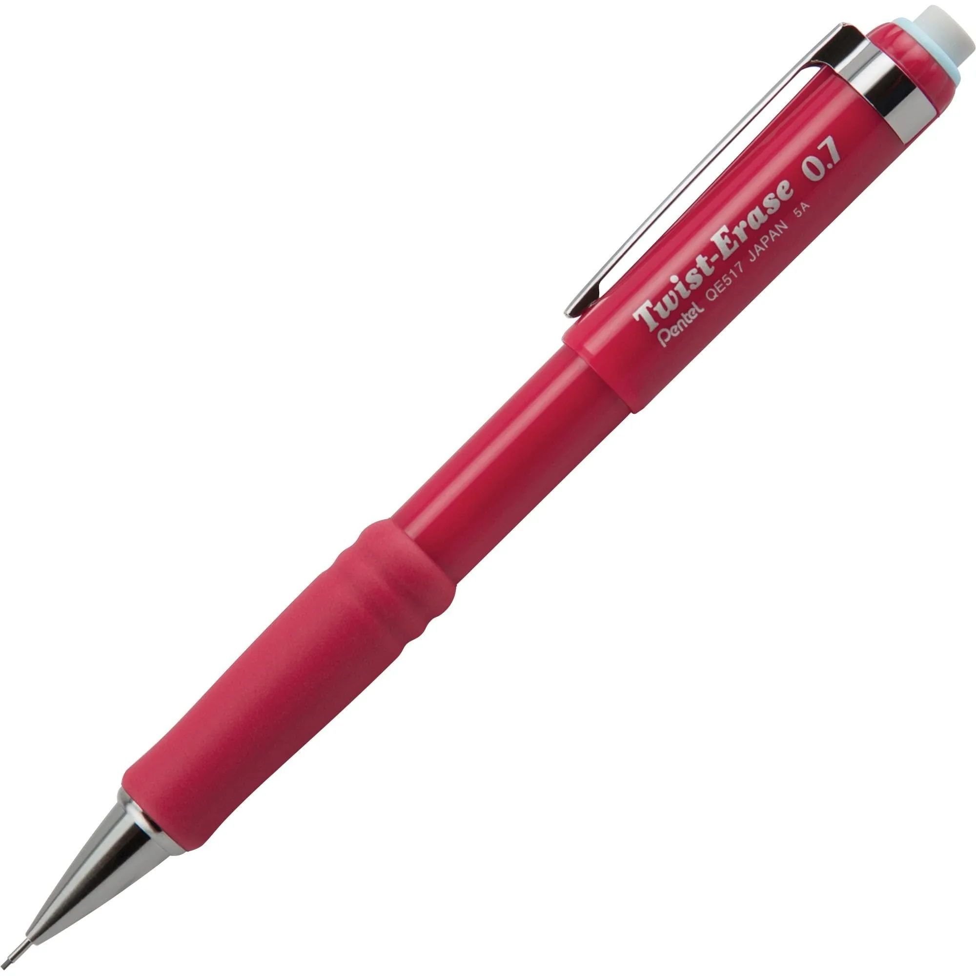 Pentel QE517B Twist-Erase III Mechanical Pencil, 0.7 mm, Red Barrel 1 Count (Pack of 1)