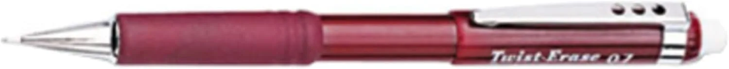 Pentel QE517B Twist-Erase III Mechanical Pencil, 0.7 mm, Red Barrel 1 Count (Pack of 1)