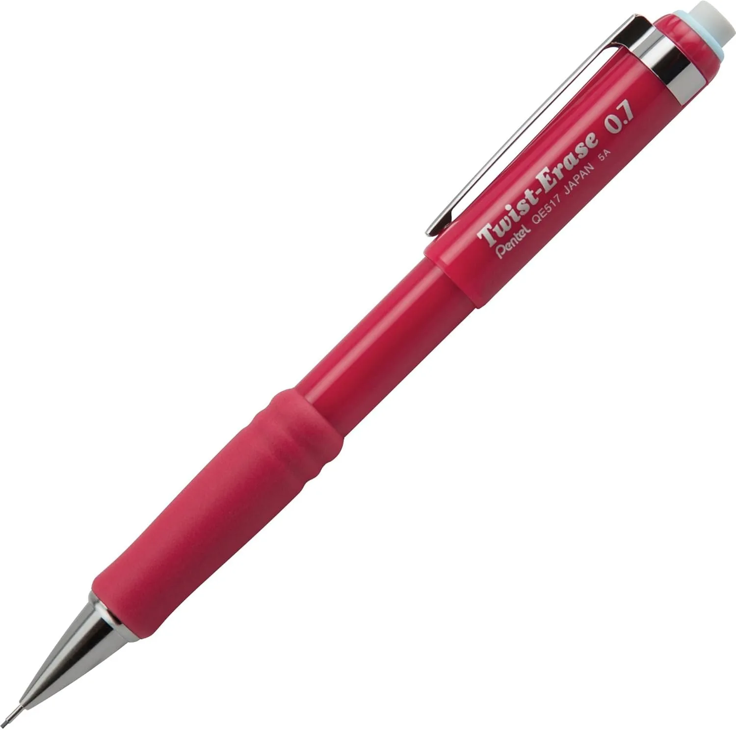 Pentel QE517B Twist-Erase III Mechanical Pencil, 0.7 mm, Red Barrel 1 Count (Pack of 1)