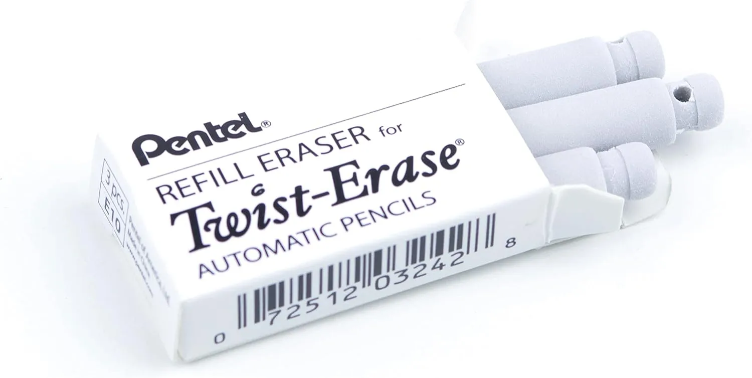 Pentel Refill Erasers For Pentel Twist-Erase Series Pencils - Pack of 36 (E10)
