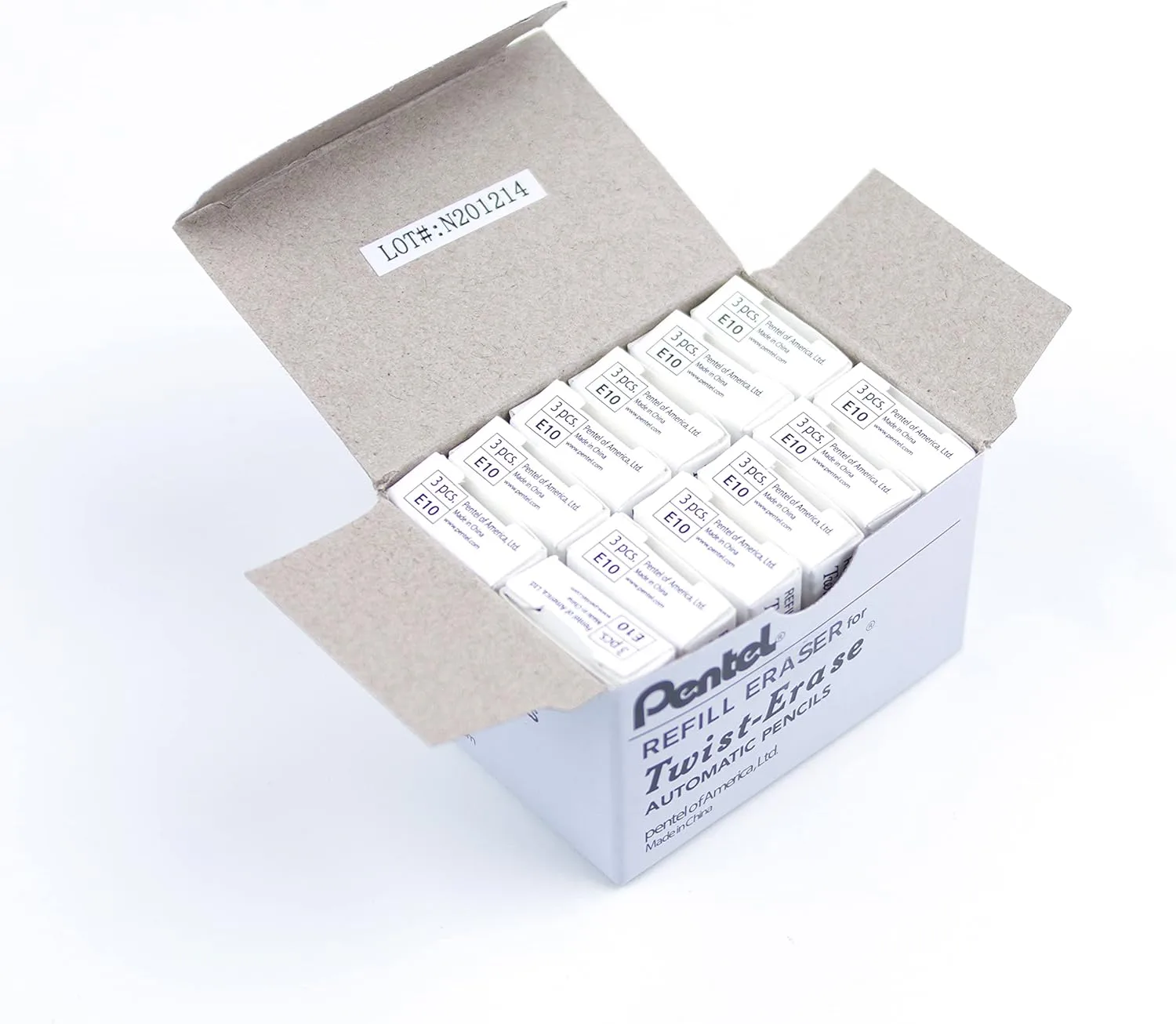 Pentel Refill Erasers For Pentel Twist-Erase Series Pencils - Pack of 36 (E10)
