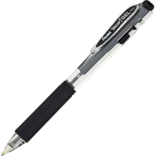 Pentel Wow! Retractable Gel Pens, Medium Point, 0.7 mm, Assorted Barrels, Black Ink, Pack Of 24