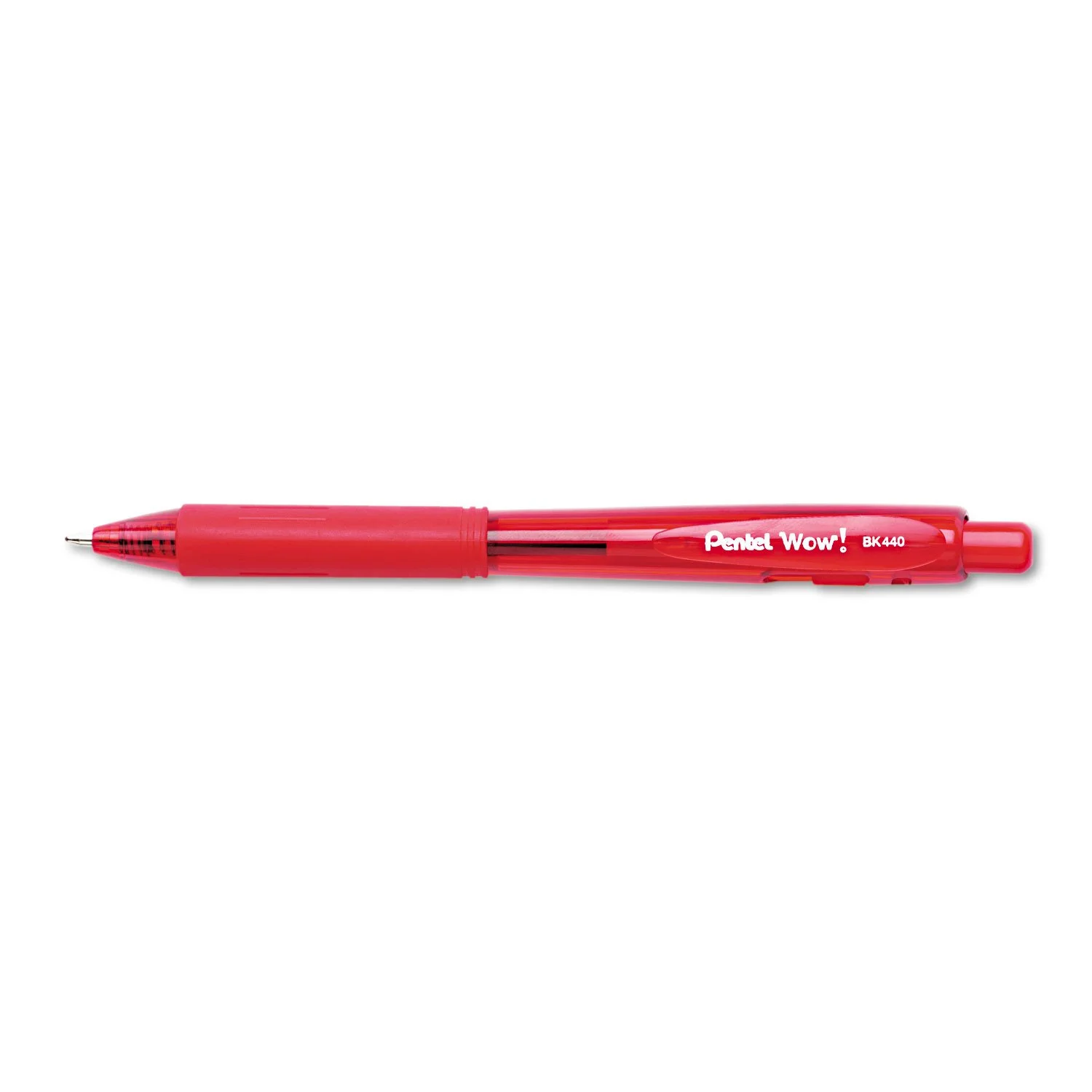 Pentel WOW! Retractable Ballpoint Pens, Medium Point, 1.0 mm, Transparent Blue Barrels, Blue Ink, Pack Of 12
