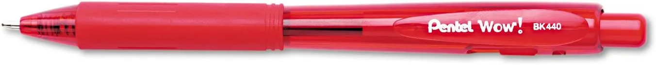 Pentel WOW! Retractable Ballpoint Pens, Medium Point, 1.0 mm, Transparent Blue Barrels, Blue Ink, Pack Of 12