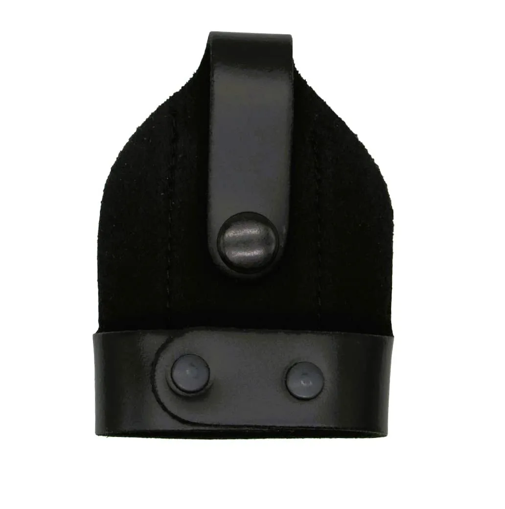 Shield Wallets Bikini Open Top Handcuff Case with Clip and Black Snap Detective Style Black Leather