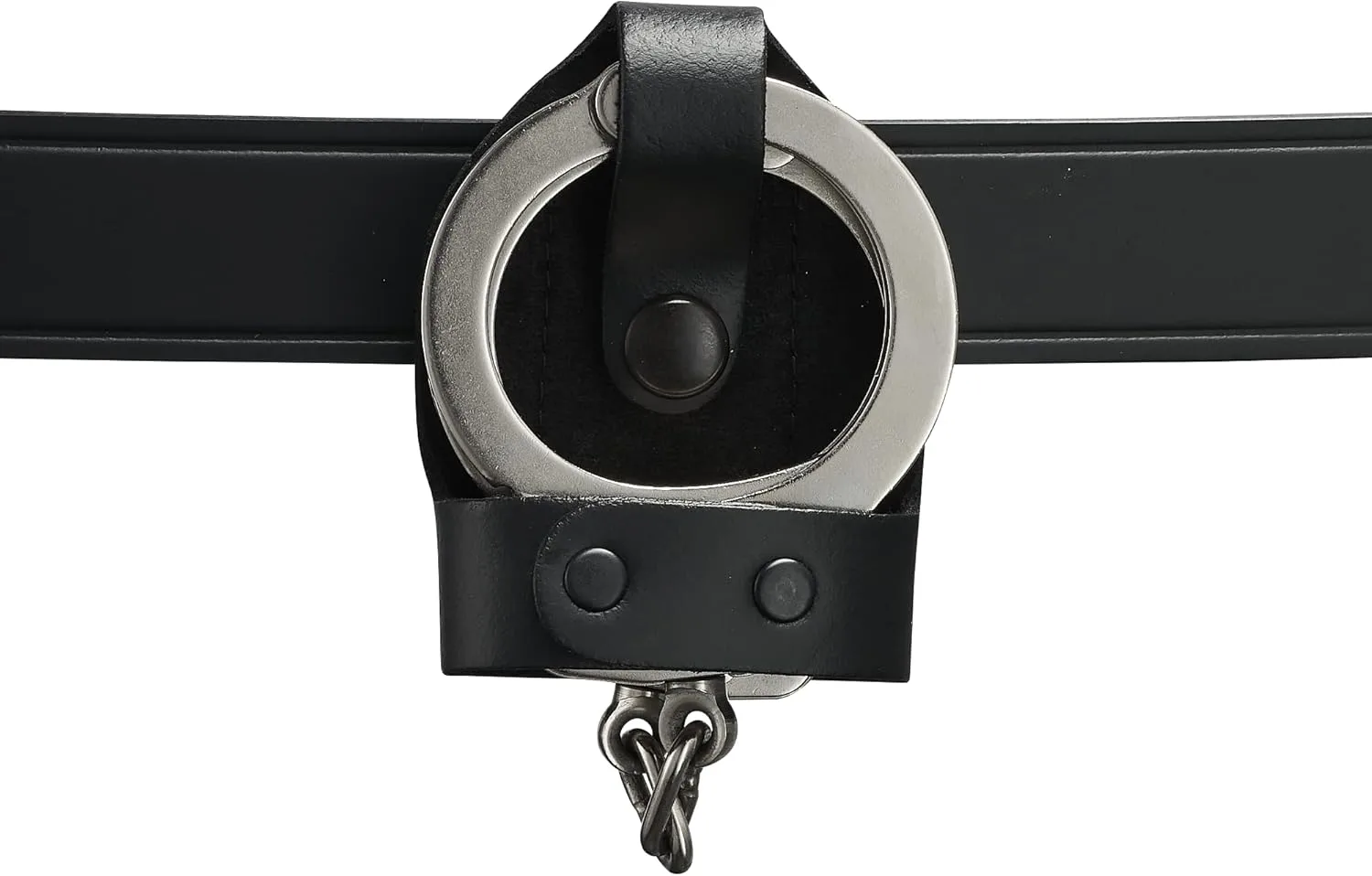 Shield Wallets Bikini Open Top Handcuff Case with Clip and Black Snap Detective Style Black Leather