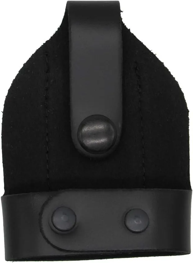 Shield Wallets Bikini Open Top Handcuff Case with Clip and Black Snap Detective Style Black Leather