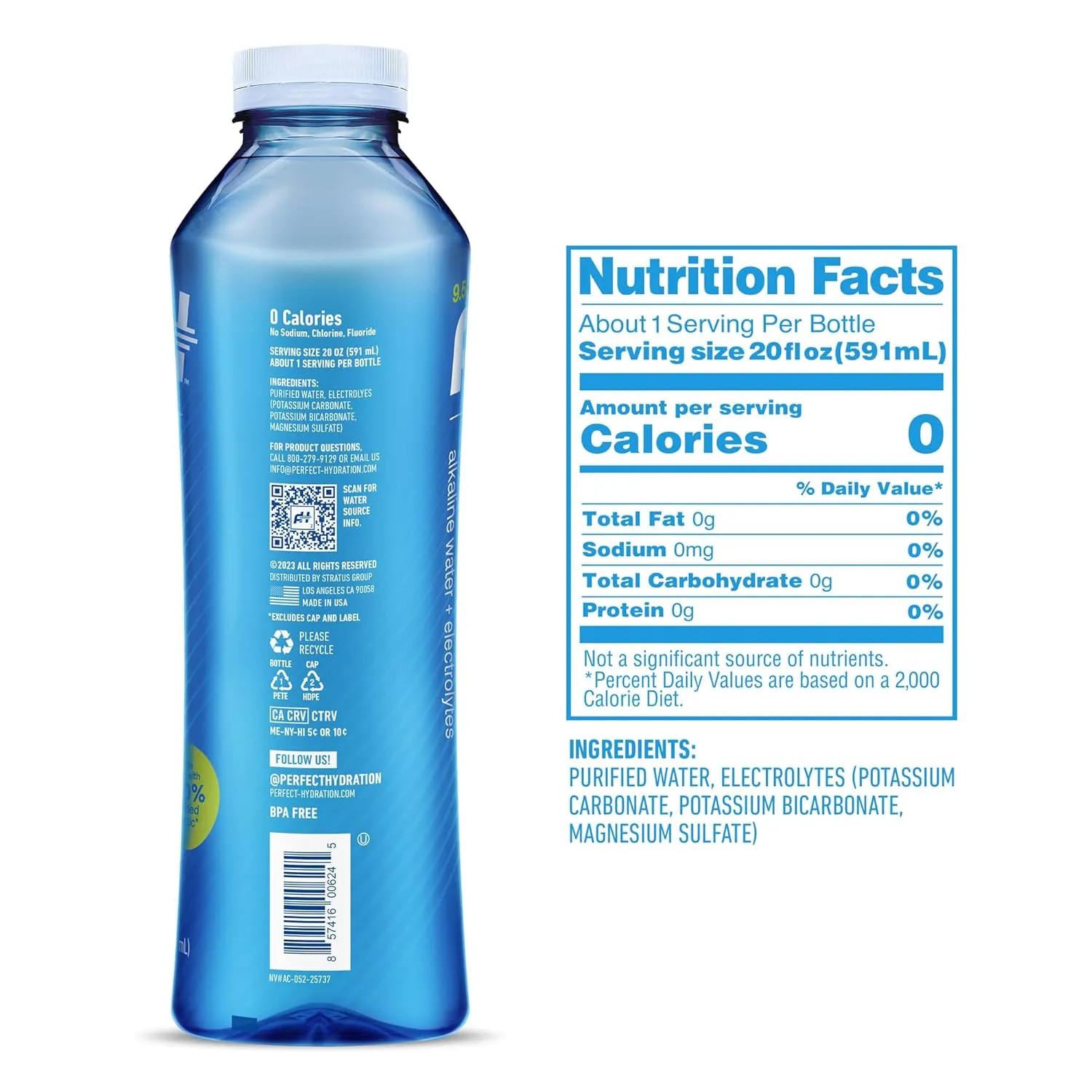 Perfect Hydration 9.5+ pH Alkaline Drinking Water, Purified & Electrolyte Enhanced