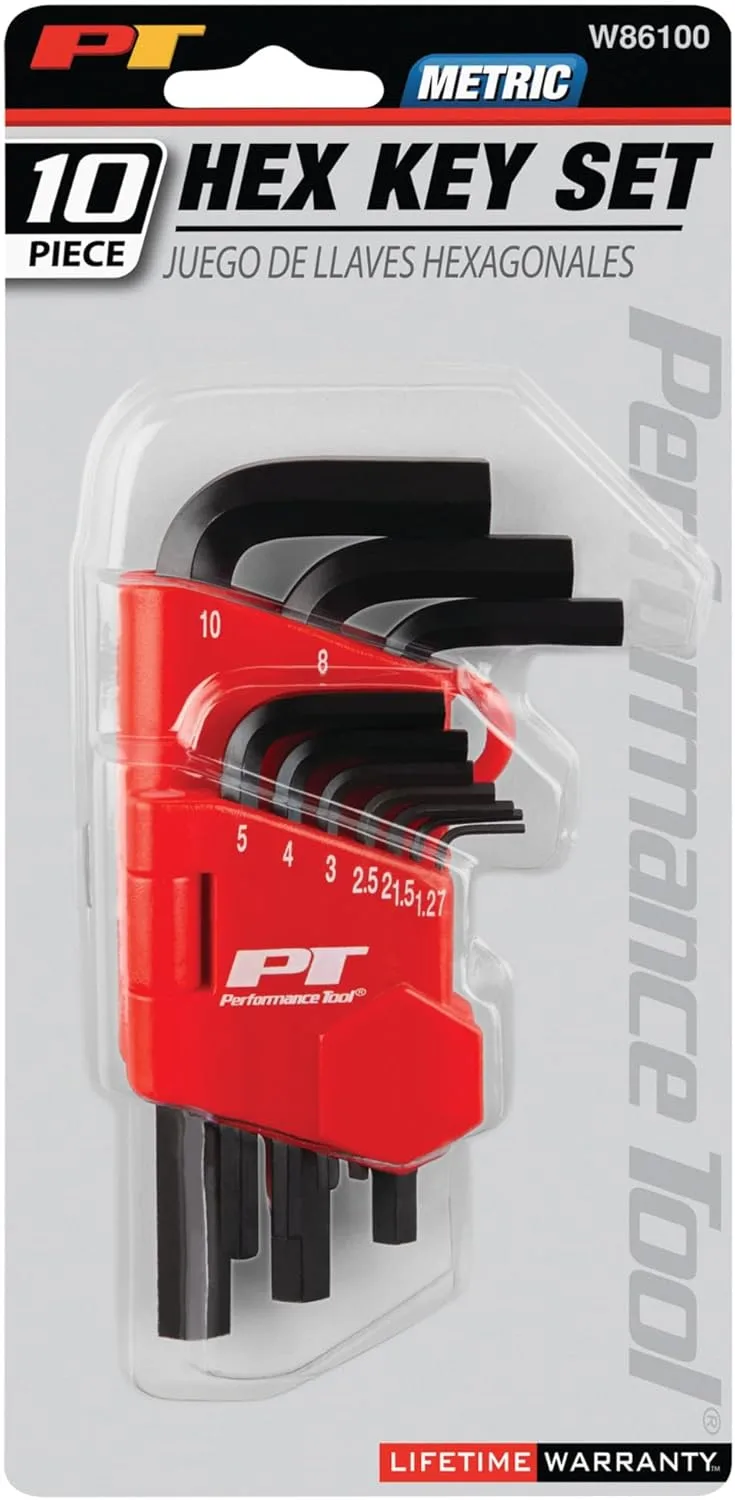 Performance Tool W86100 10-Piece Metric Hex Key Set With Handy Organizer