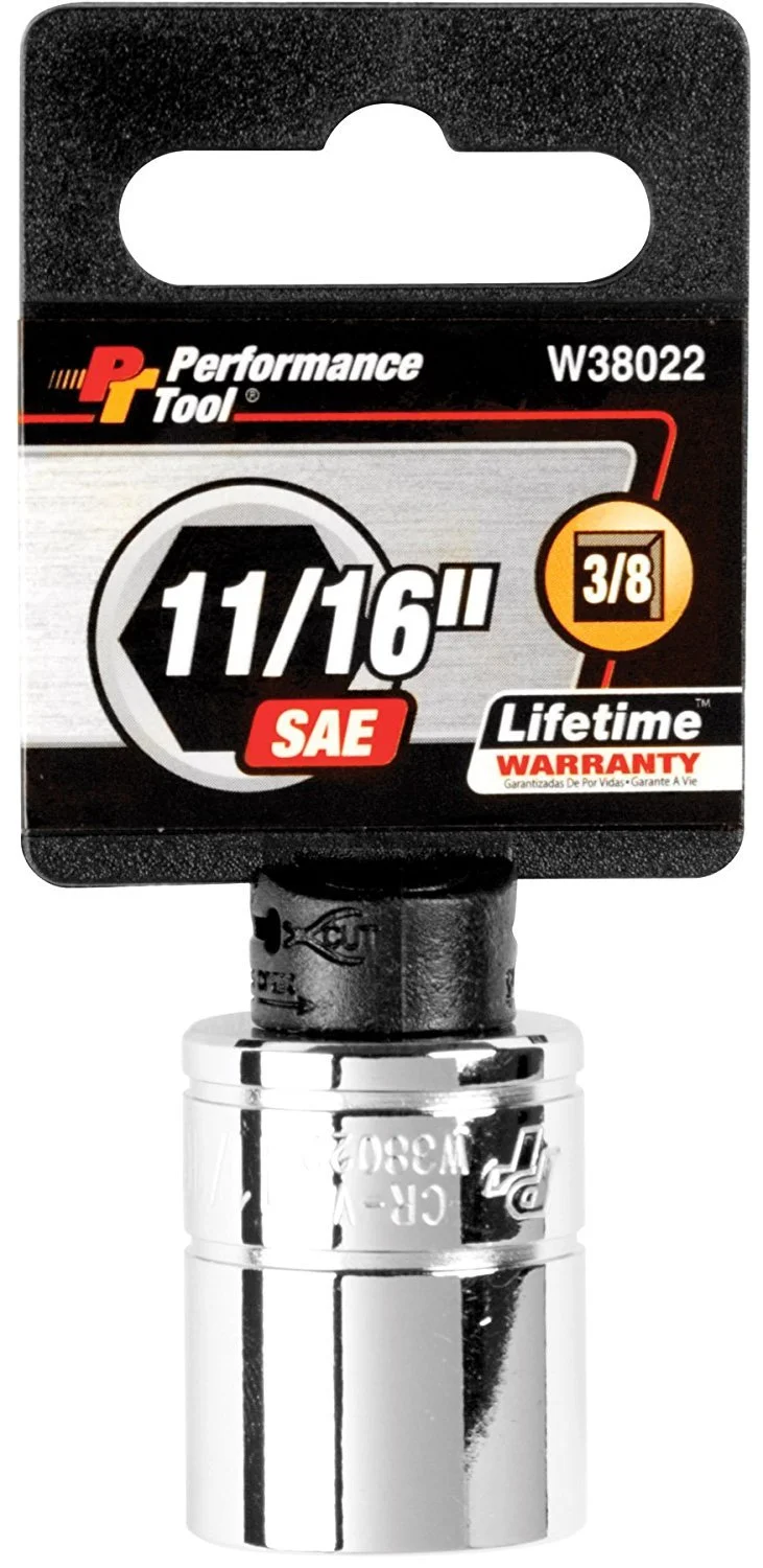 PERFORMANCE TOOL 6-Point Socket, 3/8" Drive